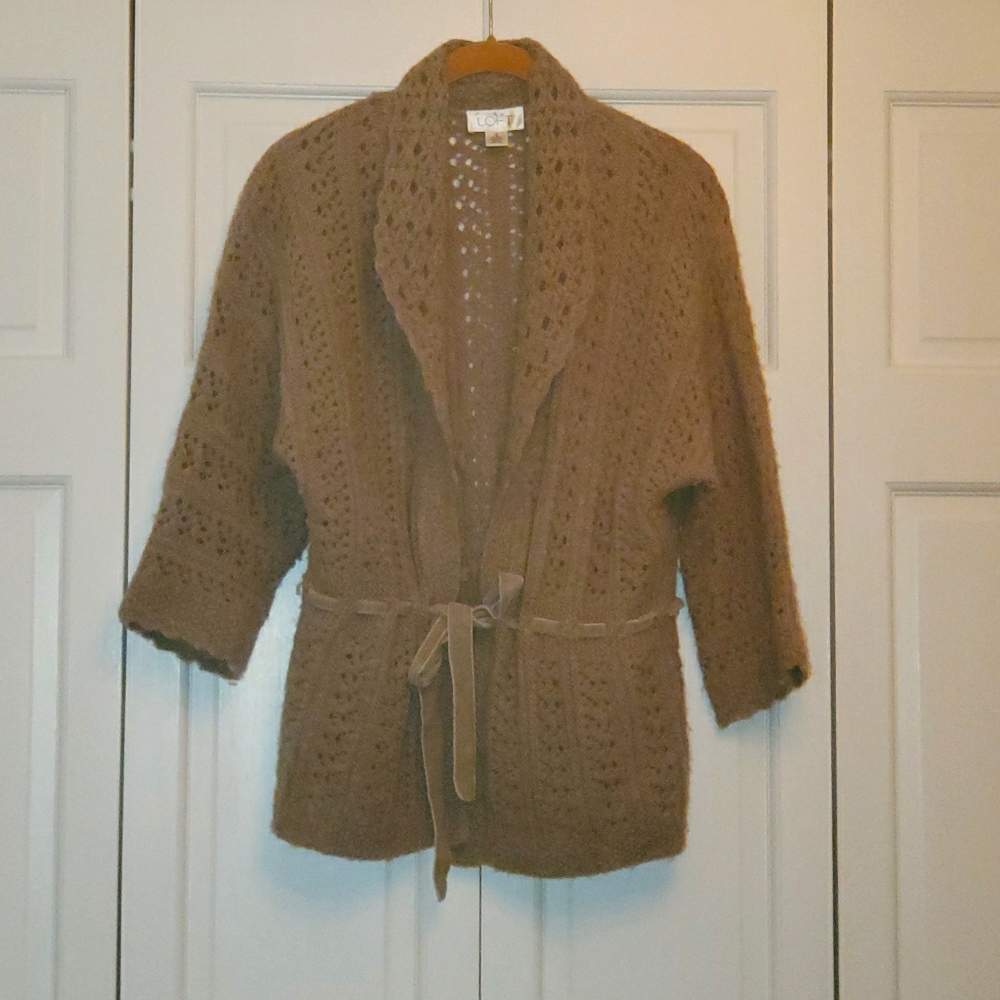 Loft brand wool blend sweater in taupe color